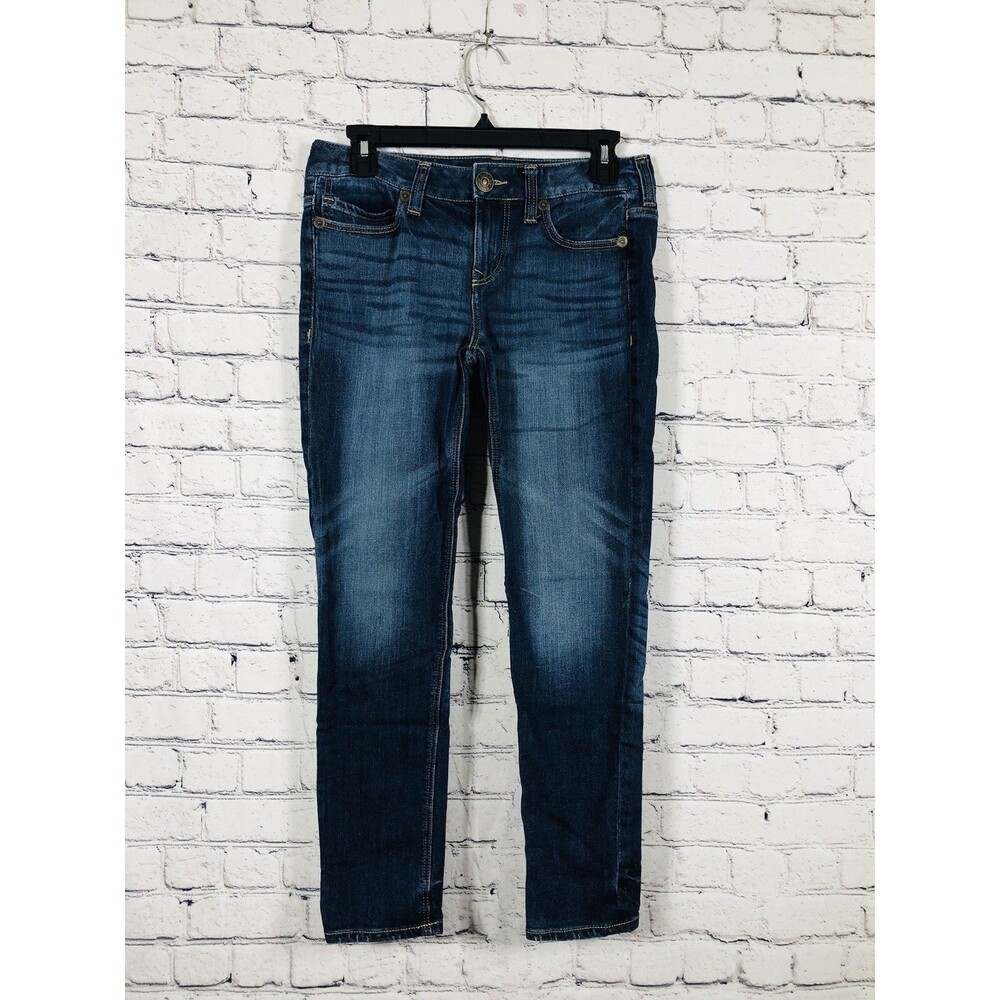 Express Women Modern Boyfriend Low Riseโ Stretch Dark Wash Jeans Blue Size 0